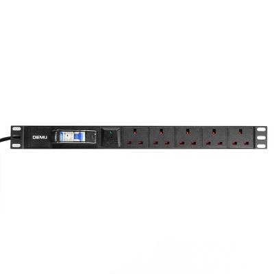 China Universal PDU Socket For Cabinet 19 Inch 1U 5 Way UK Type Rack Mount PDU SPD Lightning Protection With 1p Circuit Breaker Extracting PDU for sale