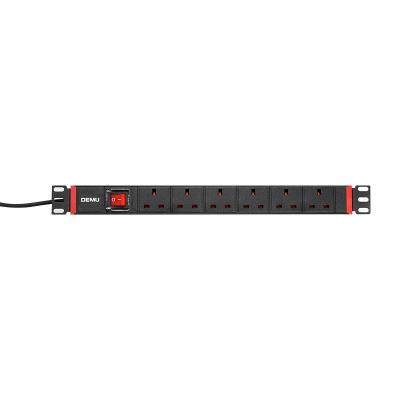 China Universal PDU Socket For Cabinet 19 Inch 1U 6 Way UK Standard Rack Mount PDU With Off/On Switch Extracting PDU for sale