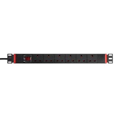 China Universal PDU Socket For Rack Mount Cabinet 19 PDU Inch 1U 6 Way UK Type With Overload Double-Cut Switch Extracting PDU for sale