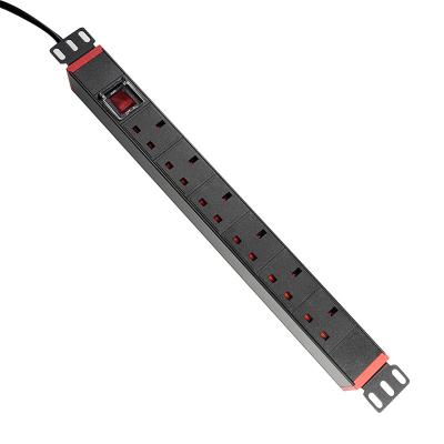 China Universal PDU Socket For Cabinet 19 Inch 1U 6 Way UK Type Extracting PDU With Overload Double-Cut Switch Rack Mount PDU for sale