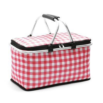 China Keep Fresh Multifunctional Insulated 29L Shopping Basket Outdoor Portable Folding Picnic Basket Insulated Cold Lunch Bag for sale