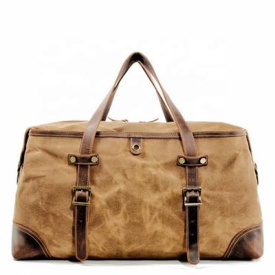 China European and American style waterproof waxed canvas with leather duffel bags travel cheap luggage for men's duffel bag for sale