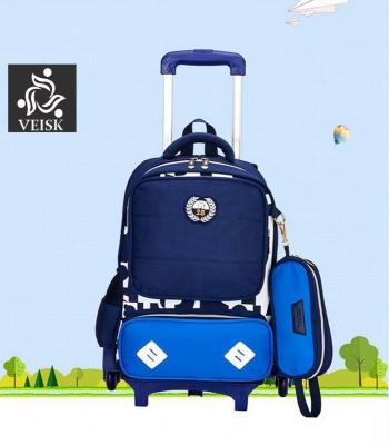 China High Quality 3D Children Rolling School Bags Girl Boy Trolley Case Children Travel Suitcase School Mochila Kids School Bag With Wheeled Bag for sale