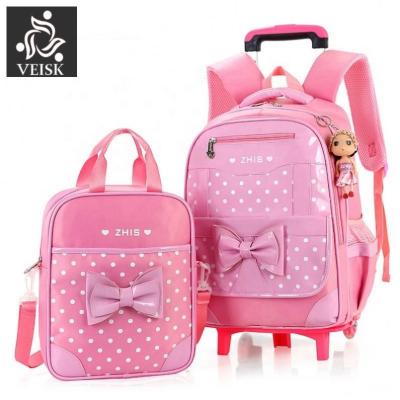 China Preppy Style 3pcs/set Girl Trolley Case 3d Child School Bag Children 6-15 Years Old Students Free Doll Suitcase Travel Waterproof Luggage Backpack for sale