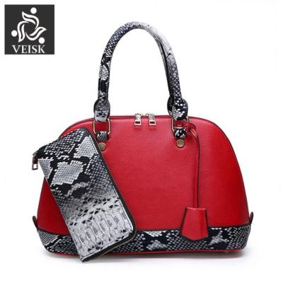 China Popular Style Luxury Snakeskin Shell Bags 2 Pcs/Set High Quality Shell Women Handbags Female Designer Snakeskin Shoulder Bags Ladies High Quality Messenger Bags Winter for sale