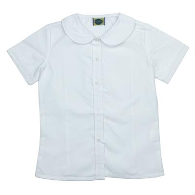 China Autumn Fashion Baby Girl Round-Neck Button Down Blouse School Uniform White Anti-Shrink Girl's Short Sleeve Shirts for sale