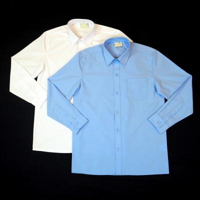 China Maid High School Uniform Long Sleeve White Shirt And School Pants Blue Anti-Shrink Long Sleeve Shirt for sale