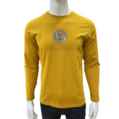 China Anti-Wrinkle Wholesale Mens Long Sleeve T-Shirt Breathable Graphic Stitches Loose Fit O-Neck T-Shirt for sale