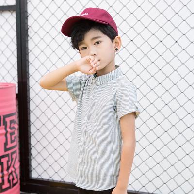 China Best Selling Short Sleeve Plain White Anti Shrink Striped Shirt Hot Button Down Casual Plain Cotton Shirts For Kids for sale