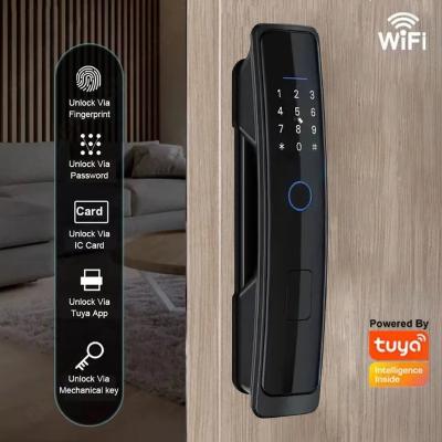 China Remote Locks Home Security Door Password Lock Automatic Smart Lockup Wifi Mobile Phone Tuya Fingerprint Door Lock Black Silver LY17 for sale