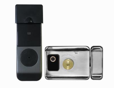 China Waterproof Electric Rim Lock Card Fingerprint Smart Lock Silver AAA Steel Key Cylinder Stainless Battery Electronic Color Bronze LY4A for sale