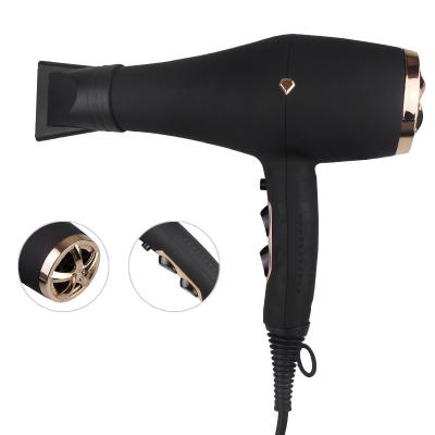 China New Stylish Black Ionic Far Infrared Negative Ionic Blow Dryer Long Life AC Motor 2400w Hair Dryer for sale