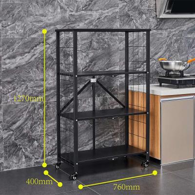 China Viable Living Room Storage Rack With Wheels 4 Layers Bathroom Bedroom Kitchen Metal Organizer Shelf for sale