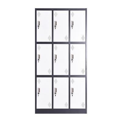 China Commercial Gym Lockers Furniture 9 Doors Steel Storage Clothes Cabinet Locker for sale