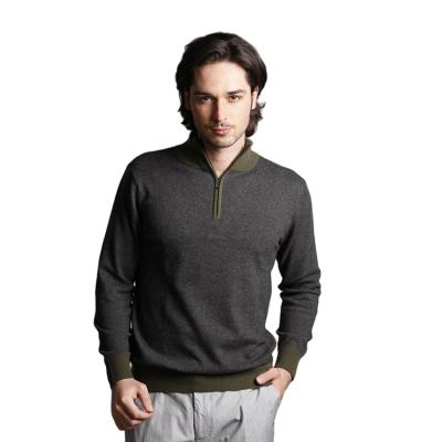 China Long Sleeve Cashmere 100% High Neck Zipper Back Shoulder Long Sleeve Mens Polo Shirt for sale