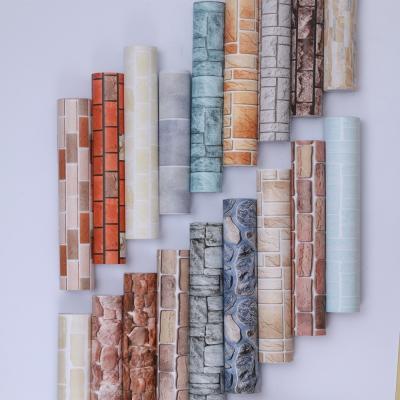 China Brick Wallpaper Waterproof Self Adhesive Pvc Wallpaper Peel And Stick Wall Paper for sale