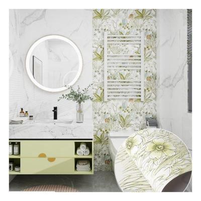 China Waschbare moderne Blumentapete Selbstklebstoff PVC wasserdicht Populäres botanisches Design für Wohnung Wanddekoration zu verkaufen