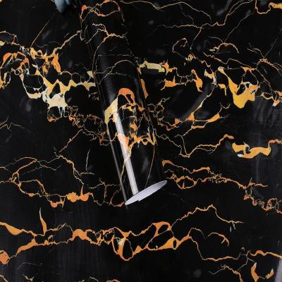 China Black And Gold Marble Effect Wallpaper Waterproof 3D PVC Marble Effect Vinyl Wallpaper for sale