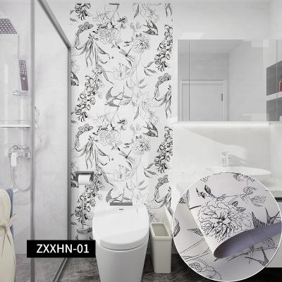 China Waterproof 3D Vintage Hand-Painting Self Adhesive Wallpaper Peel Stick Floral Wallpaper for sale