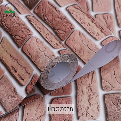 China 5m Roll 3D Effect Brick Stone Wallpaper Waterproof 3D Brick Wall Stickers for sale