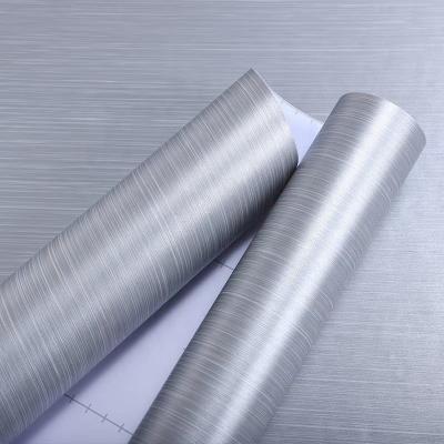 China PVC Silver Metallic Wallpaper Peel And Stick Stainless Steel Contact Paper For Appliances for sale