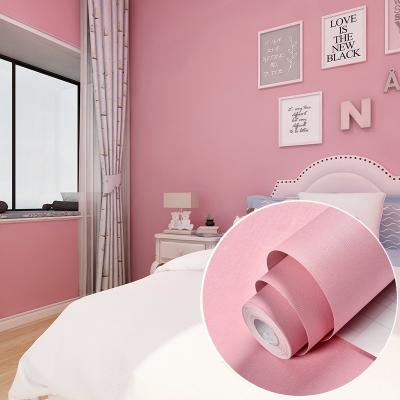 China Papel de parede rosa auto-aderente para decoração de parede do quarto de crianças em estilo de design moderno à venda