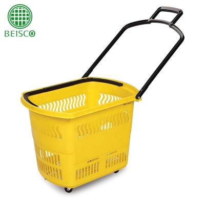 China HDPP Shopping Basket Plastic Buggy Grocery Cart Shopping Cart With Wheels for sale