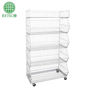 China Commercial metal insurance stacking wire basket, supermarket wire basket, promotional stacking basket for storage for sale