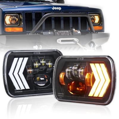 China For Jeep Wrangler YJ XJ Jeep Comanche MJ OVOVS 5x7 Lighting System Cherokee Auto Square Led Headlight With Sequential DRL Turn Signal Hi/Low Beam For Jeep Wrangler YJ for sale