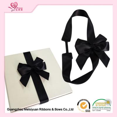 China 6cm Black elastic bow tie Organza Material , present ribbon bow for gift packing for sale