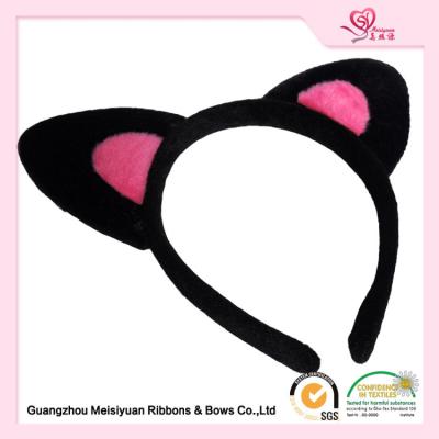 China Unique cute baby girl headbands , Promotional Velvet Black cat ears headband For Kids for sale