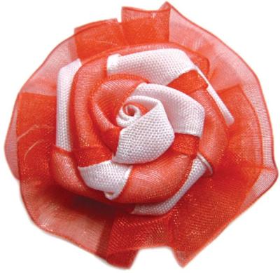 China Dress Decoration Cute rose ribbon flower , Customized Colors organza ribbon flowers for sale