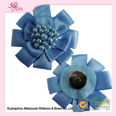 China A Magnet baby ribbon flowers with Beads , pink ribbon flowers 4 level Color Fastness for sale