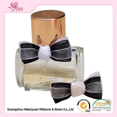 China Black / White color Custom Organza Ribbon Bows With pre tied Elastic Loop for sale