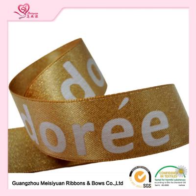 China Single face Satin Ribbon With Custom Logo , Gold custom printed award ribbons for sale