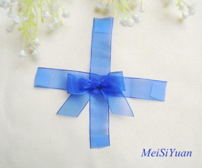 China Jewelry Box Gift Wrap Bows Blue Organza Ribbon Bows OEM / ODM for sale