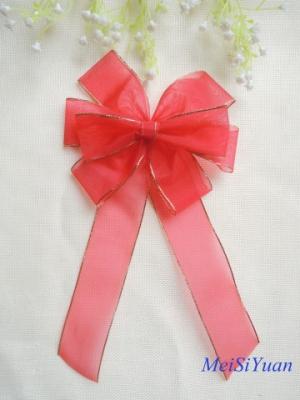 China Gold Edge wired Christmas ribbon bows / ribbon christmas wreath 30cm OEM / ODM Available for sale