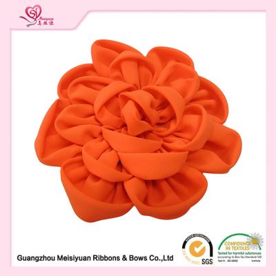 China Orange rolled fabric roses fabric wedding flowers 4