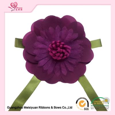 China Artificial Handmade fabric flowers With Purple Ribbon Bows 8cm Size for sale