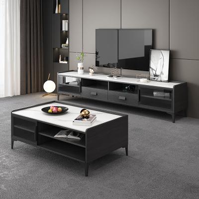 China Storage Nordic TV cabinet tea table combination of modern contracted rock panel TV cabinet living room furniture for sale