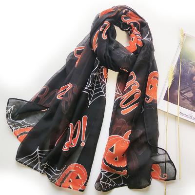 China Black Halloween Slime Veil Adult Pumpkin Pattern Scarf Halloween Costume Props for sale