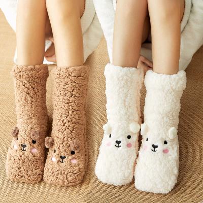 China Wholesale Antibacterial Winter Floor Home Socks For Women Thermal Slipper Socks Cute Warm Sherpa Long Socks for sale