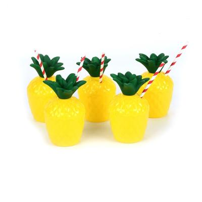 China Hawaiian Party Decoration Supplies 300ml Pineapple Plastic Cup Straw For Tropical Decorations for sale