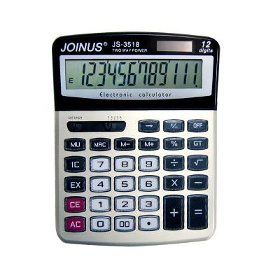 China Solar Digit 12 Large Display Factory Direct Made Beautiful Desktop Calculator With Metal Panel for sale