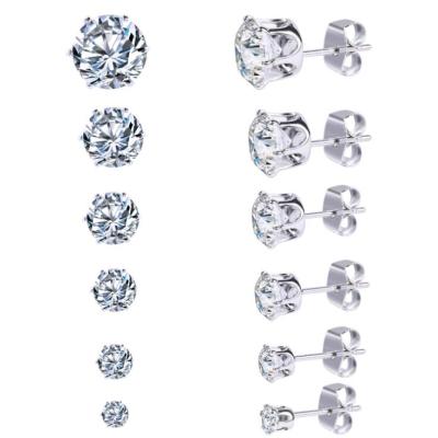 China FASHIONABLE Colorful Gold Stainless Steel Crystal Woman Stud Earring Set Accessories Shape Zircon Geometric Round Jewelry for sale