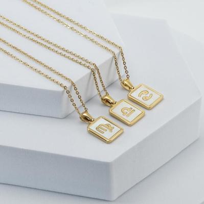 China New CLASSIC Hot Jewelry 12 Zodiac Constellation Shell Necklaces Pendant Stainless Steel Gold Chains for sale