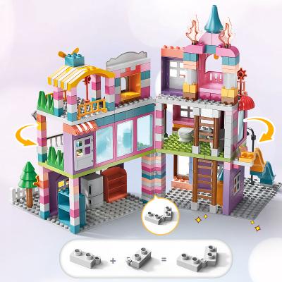 China FEELO 400 Pcs Eco-friendly Material Toy Housing Building Blocks DIY Toys To Give Children Gifts Villa Children's Building Blocks for sale