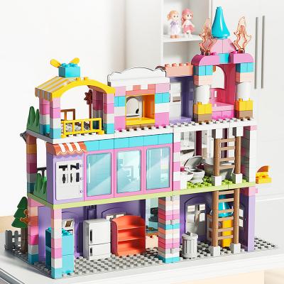 China FEELO 400 Pcs Eco-friendly Material Villa Building Block Small Particles Puzzle Assamebly Brick Set Castle Brick Toys Creative Toys For Girls for sale