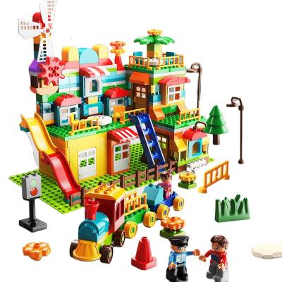 China FEELO 269 Pcs Factory Low Price Eco-friendly Material Toys Puzzle Windmill City Geometric Shapes Assembled City Building Block Scene Color Box Unisex for sale