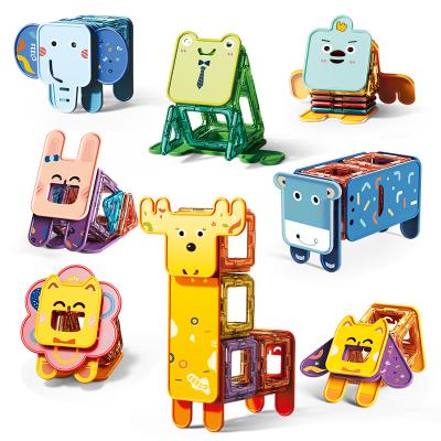 China FEELO 2022 New Innovation Eco-friendly Materials Magnetic Building Block Early Education Puzzle Plastic Building Blocks Toys Related Animals For Children for sale